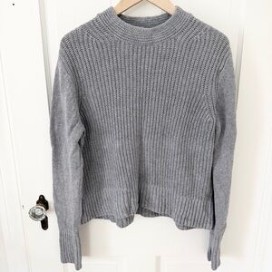 Banana Republic Cable Knit Mock Neck Pullover Sweater Dark Gray Size Medium M